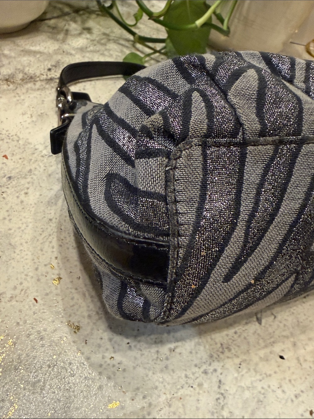 Coach 44407 Madison Lurex Metallic Shoulder Bag Black Silver Y2K - Picture 4 of 10